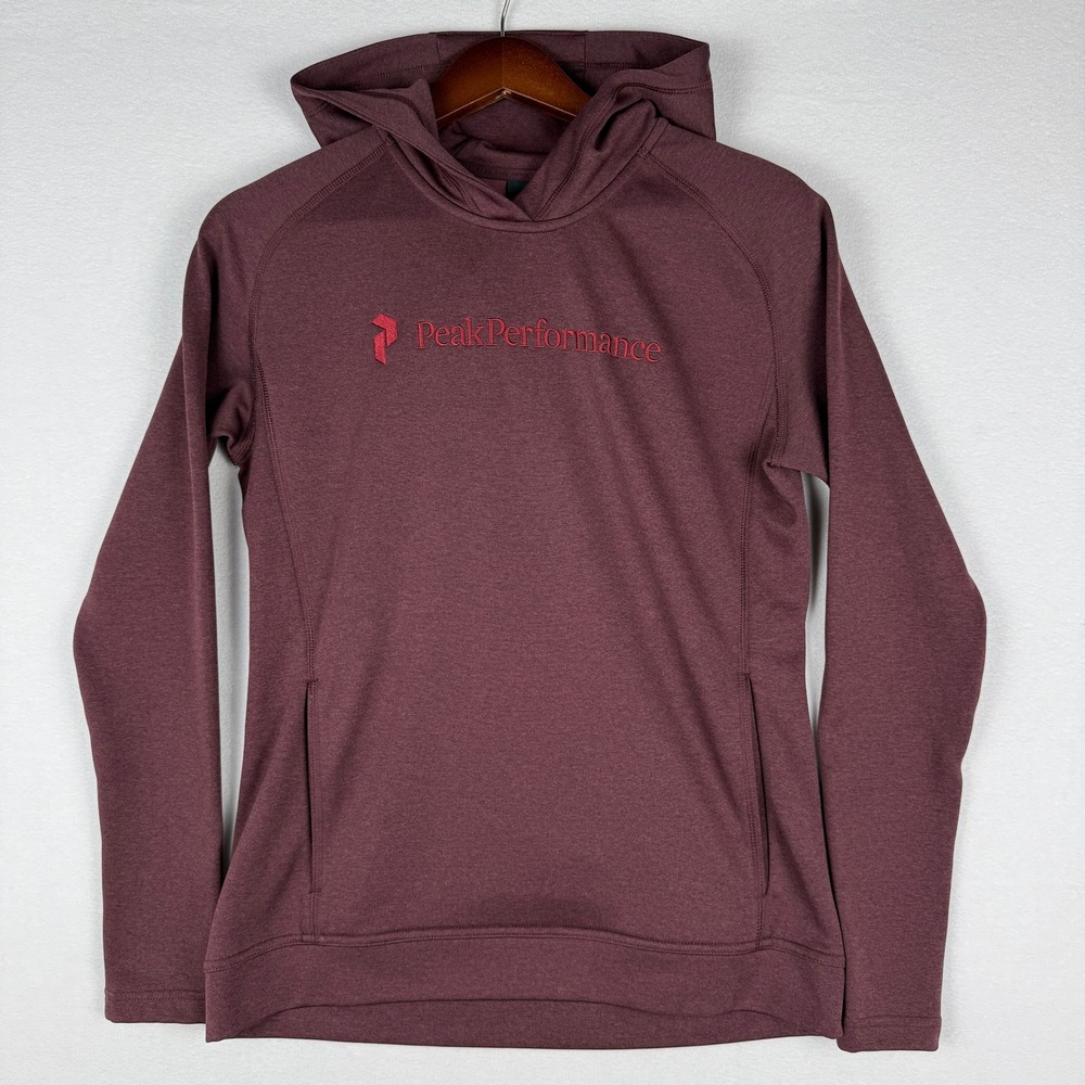 Peak Performance Pulse Hoodie Womens‎ M Burgundy Athletic Pullover Sweatshirt
